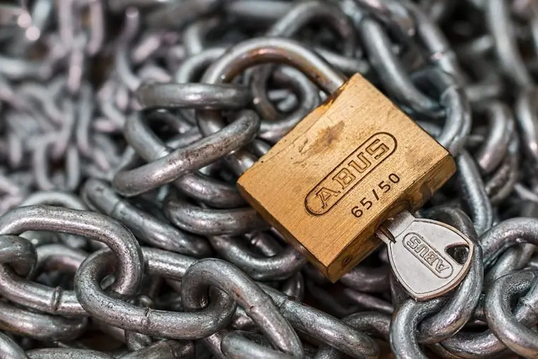 secure padlock with chains